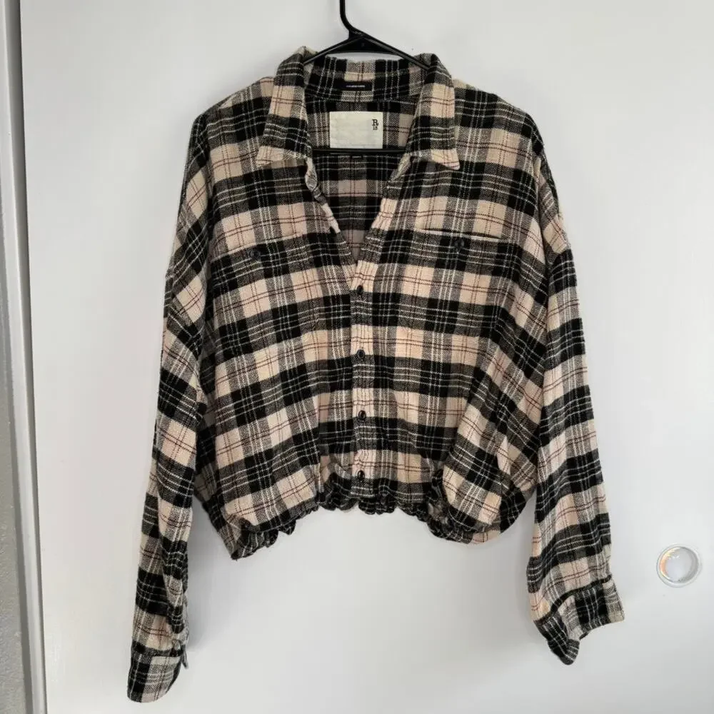 R13 Plaid Gathered Hem Workshirt Size XS - Picture 4 of 13